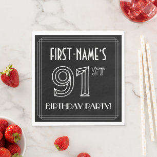 91st Birthday Party: Art Deco Style + Custom Name Napkin