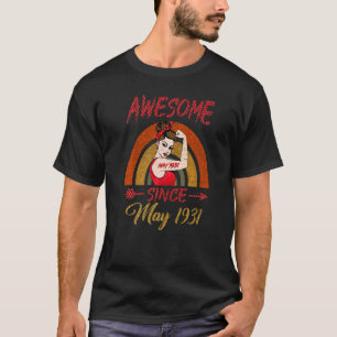 91st Birthday Queen Awesome Since May 1931 Rainbow T-Shirt