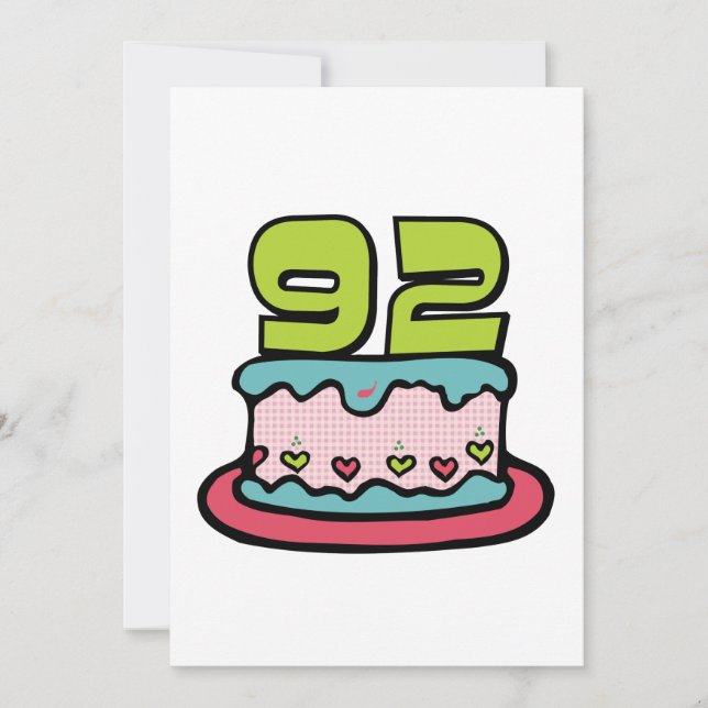 92 Year Old Birthday Cake Card (Front)