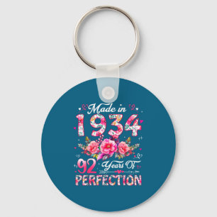 92 Year Old Made In 19 Floral 92nd Birthday Women  Key Ring