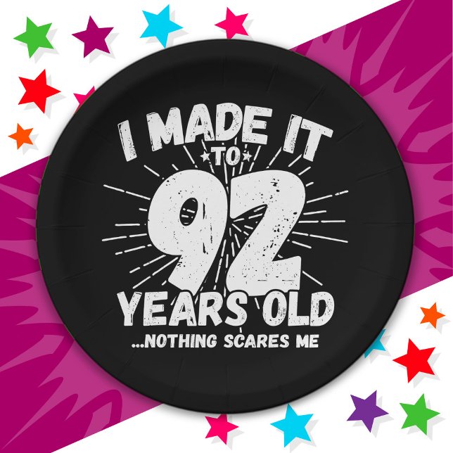 92 Year Old Sarcastic Meme Funny 92nd Birthday Paper Plate (Creator Uploaded)