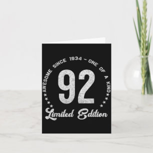 92 Year Old Vintage 19 Limited Edition 92nd Birthd Card