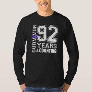 92 Years Survivor I Wear Purple Ribbon Lupus Aware T-Shirt