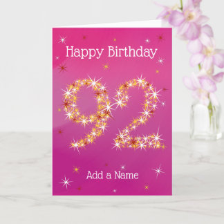 92nd Birthday - 92 in Stars - Pink/Purple - Age 92 Card