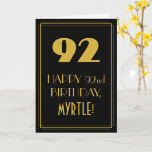 92nd Birthday ~ Art Deco Inspired Look "92" & Name Card