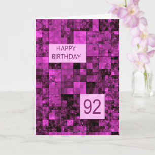 92nd Birthday Birthday Pink Pattern  Card