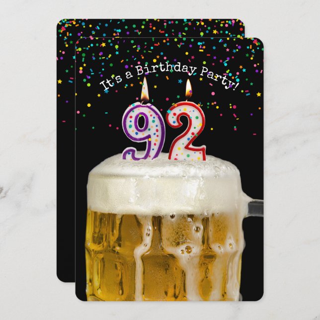 92nd Birthday Candle Party Invitation (Front/Back)