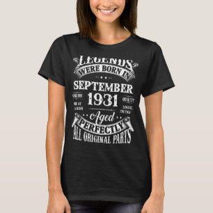 92nd Birthday Legends Born In September 1931 92 Y T-Shirt