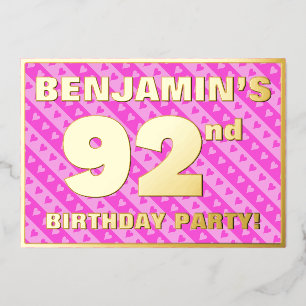 92nd Birthday Party — Fun Pink Hearts and Stripes