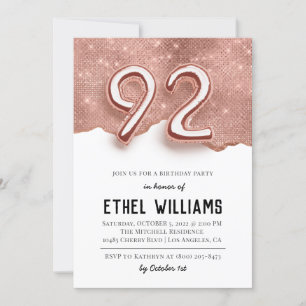 92nd Birthday Party Invitation