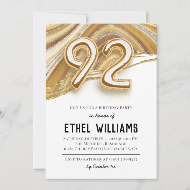 92nd Birthday Party Invitation (Front)