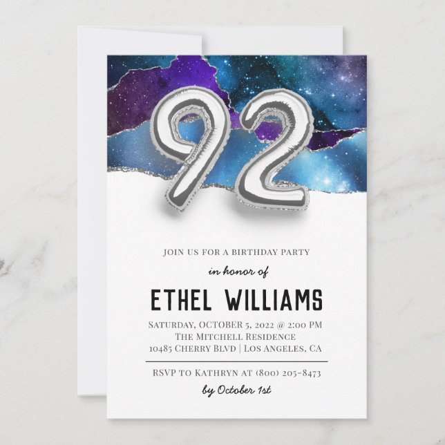 92nd Birthday Party Invitation (Front)