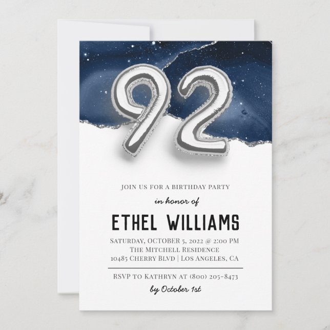 92nd Birthday Party Invitation (Front)