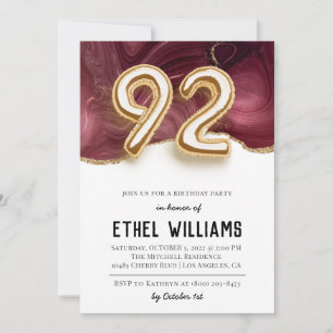 92nd Birthday Party Invitation