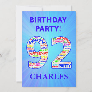 92nd Birthday Party Invitation Add a Name