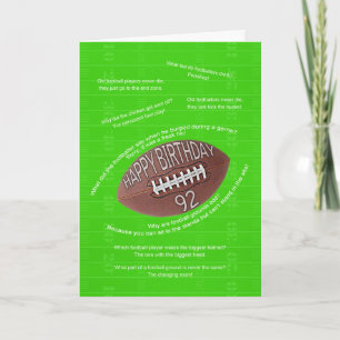 92nd birthday, really bad football jokes card