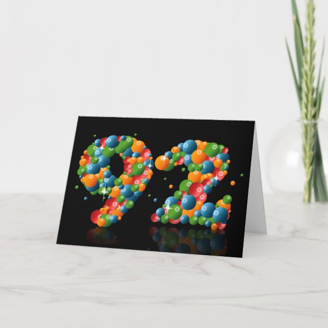 92nd birthday with numbers formed from balls card (Front)