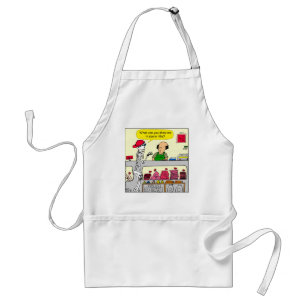 932 Skeleton at butcher and spare ribs cartoon Standard Apron
