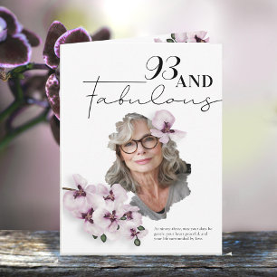 93 & Fabulous Orchid Photo Birthday Greeting Card