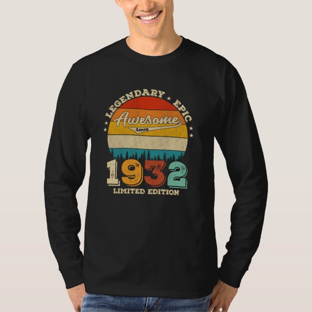 93 Year Old 1932 Awesome Since 93rd Birthday Gift T-Shirt (Front)