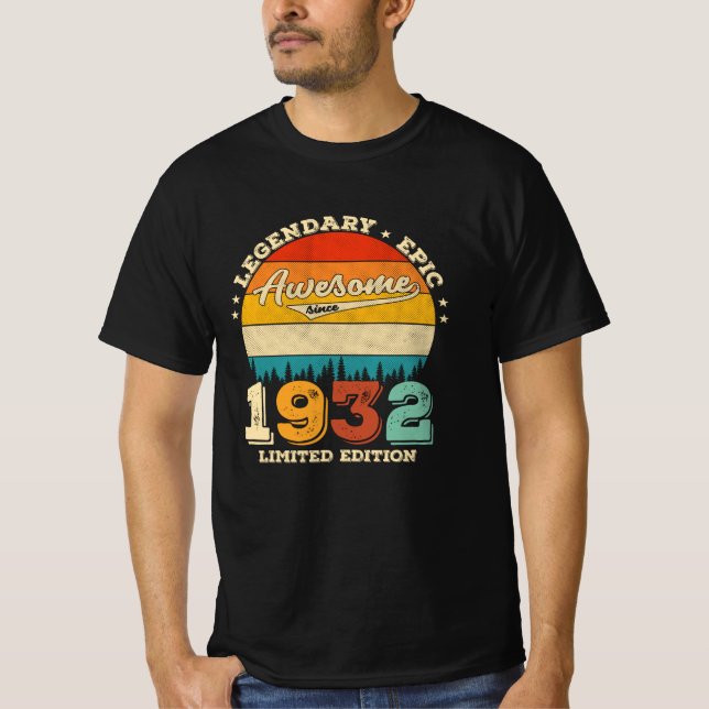 93 Year Old 1932 Awesome Since 93rd Birthday Gift T-Shirt (Front)