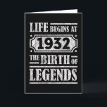 93 Year Old 1932 Birth Of Legend 90th Birthday Card<br><div class="desc">Celebrate in style with this custom birthday design. Perfect for birthdays of all ages, from milestone 21st, 30th, 40th, 50th, and beyond. Designed to stand out, this graphic design makes an ideal birthday gift idea for men and women who love unique, fun, and personalised apparel. Whether you’re planning a birthday...</div>
