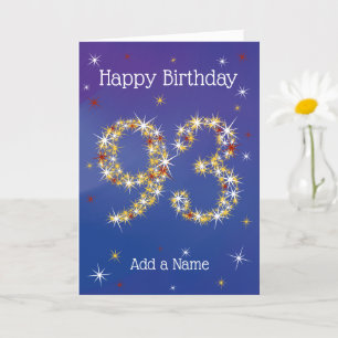 93rd Birthday - 93 in Stars - Blue - Age 93 Card