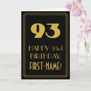 93rd Birthday – Art Deco Inspired Look "93" & Name Card