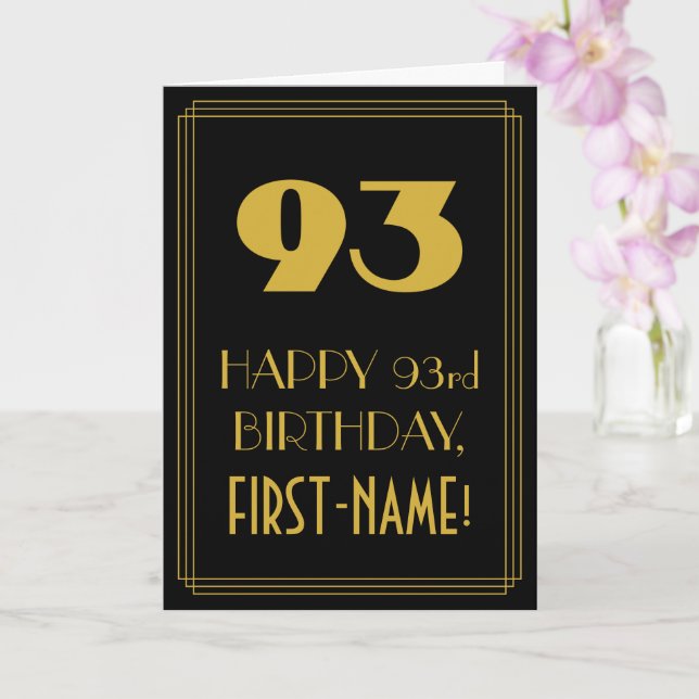93rd Birthday – Art Deco Inspired Look "93" & Name Card (Orchid)