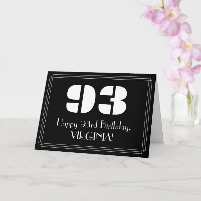 93rd Birthday: Art Deco Inspired Look "93" & Name Card (Orchid)