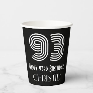 93rd Birthday — Art Deco Inspired Look “93”  Paper Cups