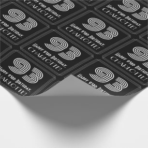 93rd Birthday: Art Deco Inspired Look "93" w/ Name Wrapping Paper