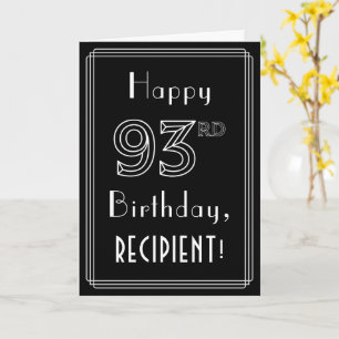 93rd Birthday: Art Deco Style # 93 & Custom Name Card