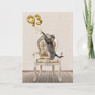 93rd Birthday Balloons and Tabby Cat Card