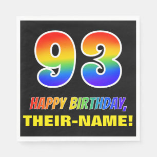 93rd Birthday: Bold, Fun, Simple, Rainbow 93 Napkin