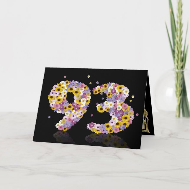 93rd birthday card with flowery letters (Front)