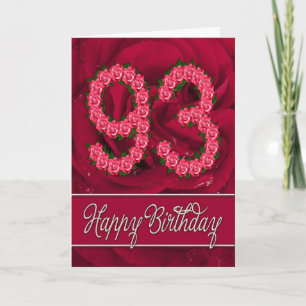 93rd birthday card with roses and leaves