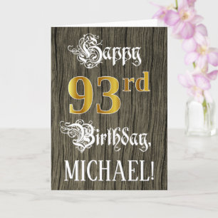 93rd Birthday: Faux Gold Look + Faux Wood Pattern Card