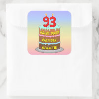 93rd Birthday: Fun Cake and Candles + Custom Name