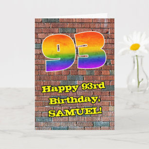 93rd Birthday: Fun Graffiti-Inspired Rainbow 93 Card