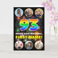 93rd Birthday: Fun Rainbow #, Custom Name & Photos