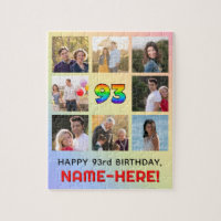 93rd Birthday: Fun Rainbow #, Custom Name & Photos