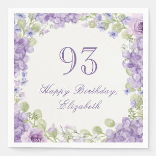 93rd Birthday Napkins Elegant Purple Floral