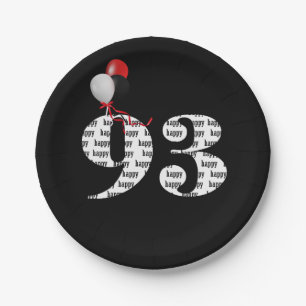 93rd birthday party balloons paper plate