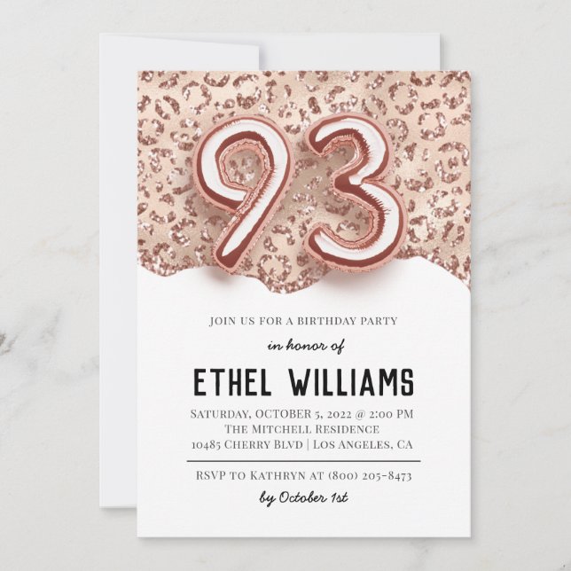 93rd Birthday Party Invitation (Front)