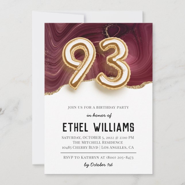 93rd Birthday Party Invitation (Front)