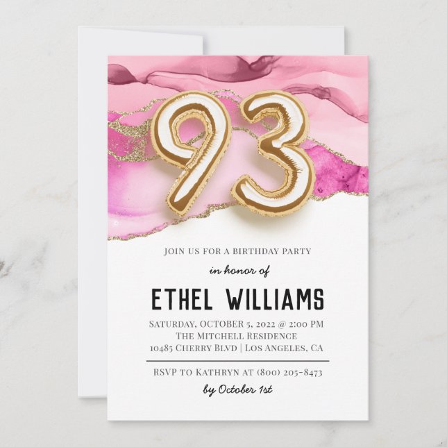 93rd Birthday Party Invitation (Front)