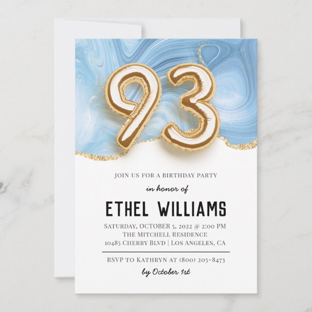 93rd Birthday Party Invitation (Front)