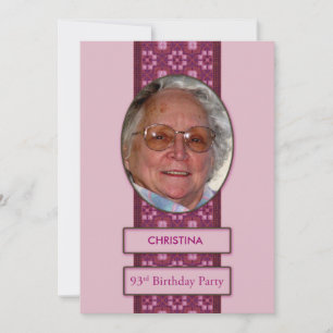 93rd Birthday Party Invitation Picture and Name