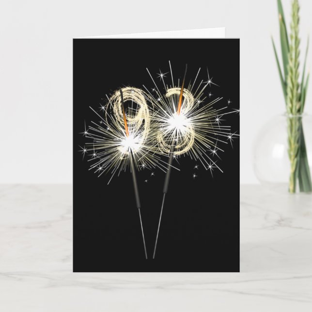 93rd Birthday Sparklers on Black  Card (Front)